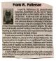 Obituary- Patterson, Frank
